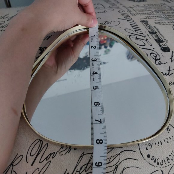 Gold Rimmed Triangular Mirror Vanity Tray Perfect For Makeup or Jewelry Anything - Picture 4 of 5